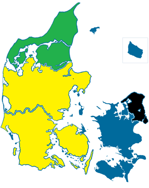 kort over Danmark, der viser arealanvendelsen
